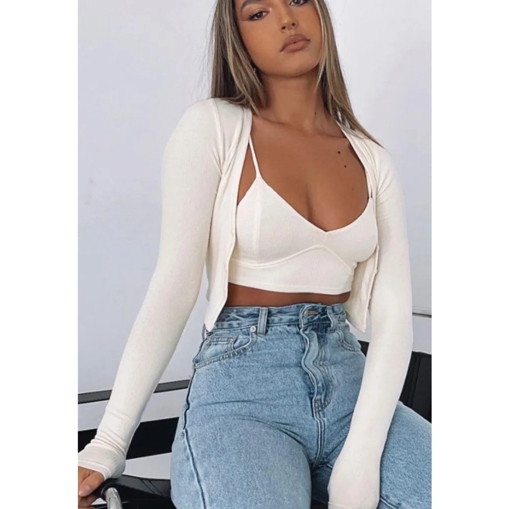 White Fox Cream Long Sleeve Top